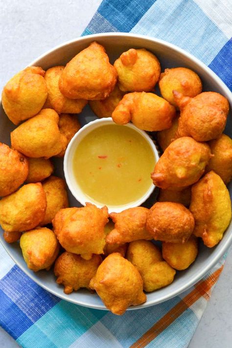 Guyanese Pholourie Recipe Pea Fritters, Holi Recipes, Guyanese Recipes, Tamarind Sauce, Tamarind Chutney, Yellow Foods, Split Pea, Simply Recipes, Portuguese Recipes