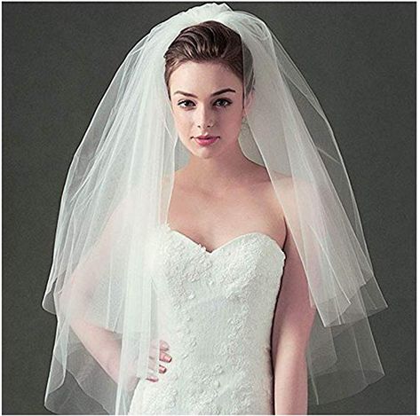 Amazon.com: CanB Bridal Wedding Veils Chapel Length 3 Tier Tulle Veil with Comb Bridal Hair Accessories for Women (Ivory): Clothing Ivory Wedding Veils, Tulle Wedding Veil, Mermaid Ball Gown, Layered Veil, Fingertip Veil, Tulle Veil, Wedding Bridal Veils, Wedding Veil Accessories, Tulle Veils