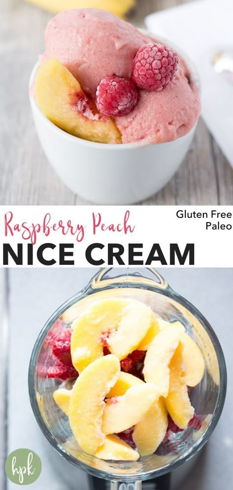 Peach Nice Cream, Healthy Fruit Desserts, Nice Cream Recipe, Fruit Recipes Healthy, Pan Kitchen, Dessert Recipes For Kids, Easy Dessert Recipe, Low Carb Snack, Frozen Bananas