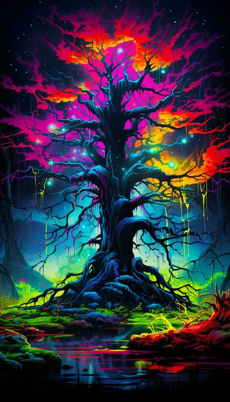 Spooky Halloween Aesthetic Wallpaper, Spooky Halloween Aesthetic, Halloween Iphone Wallpaper, Fall Iphone Wallpaper, Scary Tree, Halloween Aesthetic Wallpaper, Neon Street, Art Scary, Spooky Tree