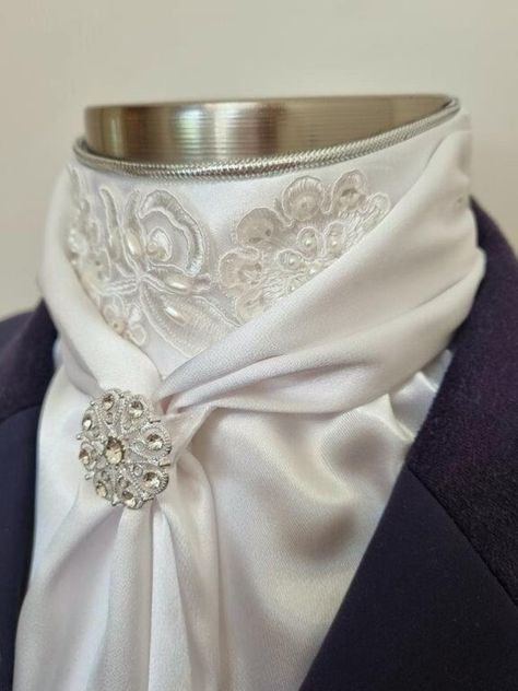 ERA Elle Stock Tie White Satin Soft Ties With Beaded Lace - Etsy UK Dressage Stock Tie, Men's Tuxedo, Stock Tie, Dressage Saddle Pad, Equestrian Fashion, Dressage Saddle, Lace Tie, Saddle Pad, Tuxedo For Men