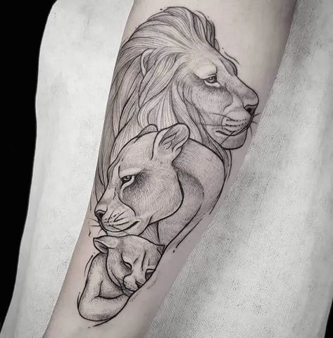 12+ Best Lion and Lioness Tattoo Designs Lioness And Cub Tattoo, Lion Cub Tattoo, Lion And Lioness Tattoo, Lion Tattoo On Thigh, Cub Tattoo, Roaring Lion Tattoo, Mutterschaft Tattoos, Lioness Tattoo Design, Female Lion Tattoo