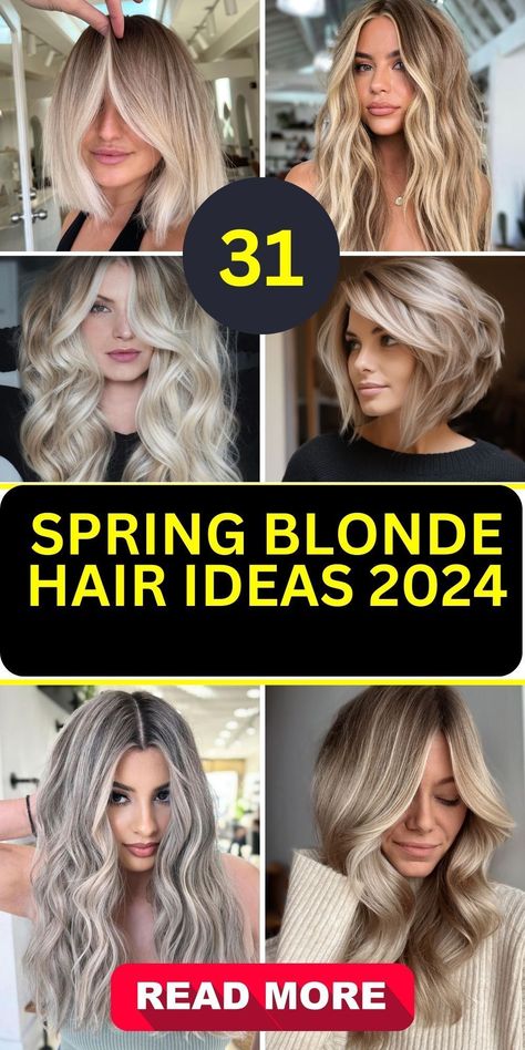 This year's spring blonde hair 2024 trend is all about combining balayage with brightlight highlights for a clear and vibrant lookThese blonde haircutsranging from short to longemphasize TRUE color ideasintegrating straight styles with dark roots for a unique appearance. Spring Summer Blonde Hair, Summer Hair 2024 Blonde, Blonde Spring 2024, Hair Colour Summer 2024, Spring 2024 Blonde, Current Blonde Hair Trends, Natural Looking Blonde Hair Dark Roots, Summer 2024 Hair Color Blonde, 2024 Blonde Trends