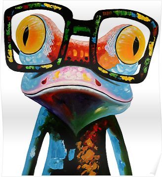 Hipster Frog Nerd Glasses Poster Frog Canvas, Glasses Sticker, Colorful Art Paintings, Hipster Glasses, Nerd Glasses, Frog Art, Glass Art Sculpture, Art Sculpture, Custom Artwork