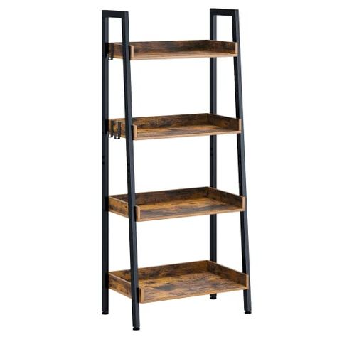 Living Room Rustic, Frame For Living Room, Industrial Bookcases, Ladder Bookshelf, Small Bookshelf, Furniture Bookshelves, Ladder Shelf, Room Display, Rustic Living Room