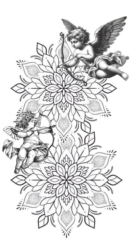 😇 tattoo pattern Cherubim Angels Tattoo, Ancient Tattoo, Mommy Tattoos, Buddha Tattoo, Angel Tattoo Designs, Maori Tattoo, Angel Tattoo, Tattoo Pattern, Tattoo Design Drawings