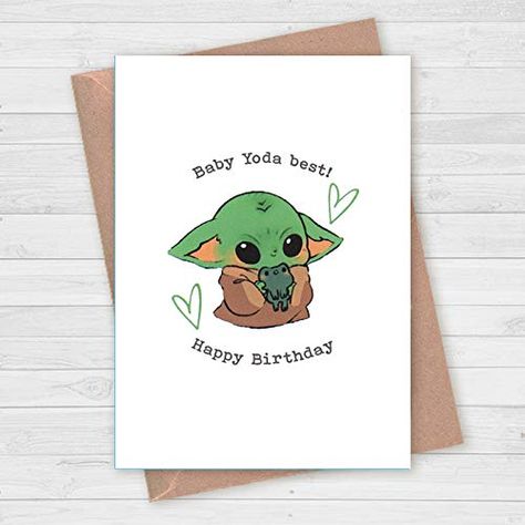 Yoda Card, Baby Yoda Birthday, Yoda Birthday, Superhero Crafts, Fathers Day Gifts Ideas, Hand Lettering Cards, Birthday Card Drawing, Cool Fathers Day Gifts, Bday Cards