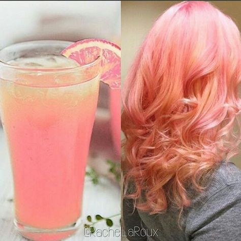 Strawberry Hair Dye, Pink Lemonade Hair Color, Strawberries And Cream Hair, Strawberry Lemonade Hair, Pink Lemonade Hair, Strawberry Pink Hair, Peach Pink Hair, Peachy Pink Hair, Pink And Orange Hair