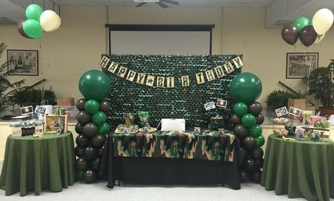 Army Party Decorations, Army Themed Birthday, Navy Retirement, Camo Birthday Party, Army Birthday Parties, Camouflage Party, Army Birthday, Camo Birthday, Army's Birthday