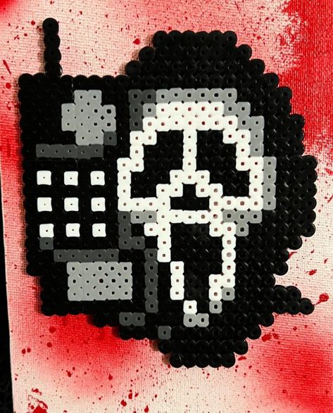 Leatherface Perler Beads, System Of A Down Perler Beads, Perler Bead Patterns Ghostface, Perler Bead Ghostface, Plague Doctor Perler Beads, Saw Perler Beads, Ghostface Perler Bead Patterns, Doom Perler Beads, Scream Knife Perler Beads