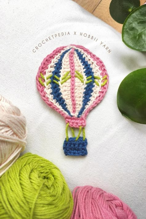 Hot Air Balloon Applique, Crochet Appliqué, Crochet Applique Patterns Free, Blanket Afghan, Crochet Hair Clips, Pink Berry, Crochet Flowers Free Pattern, Crochet Blanket Afghan, Crochet Borders