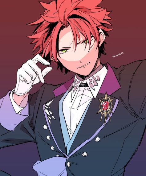 Kuro Kiryu Fanart, Kiryu Fanart, Kuro Kiryu, Star Character, Character Design Animation, Star Art, Ensemble Stars, Red Hair, Anime Boy