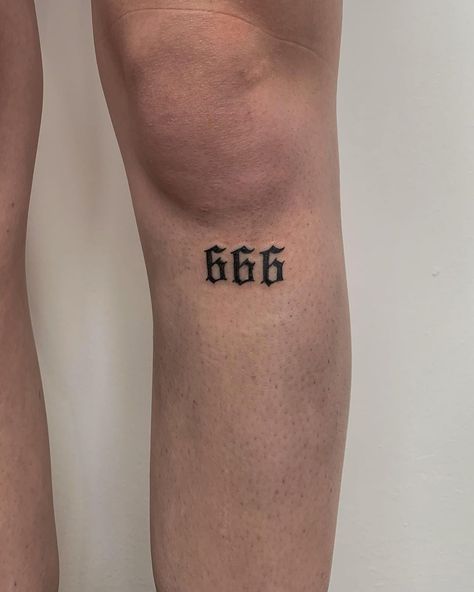 chloe’s Instagram photo: “666!! Thankyou To the super cool Jessica 🖤🕸 . . . . . .#tattooapprentice #chaos #scripttattoo #gothictattoo #gothicscriot #oldenglish…” 666 Tatoos, 666 Tattoo, Otter Tattoo, Gothic Tattoo, Tattoo Apprentice, Tattoo Script, Little Tattoos, Tattoo Inspo, Cute Tattoos