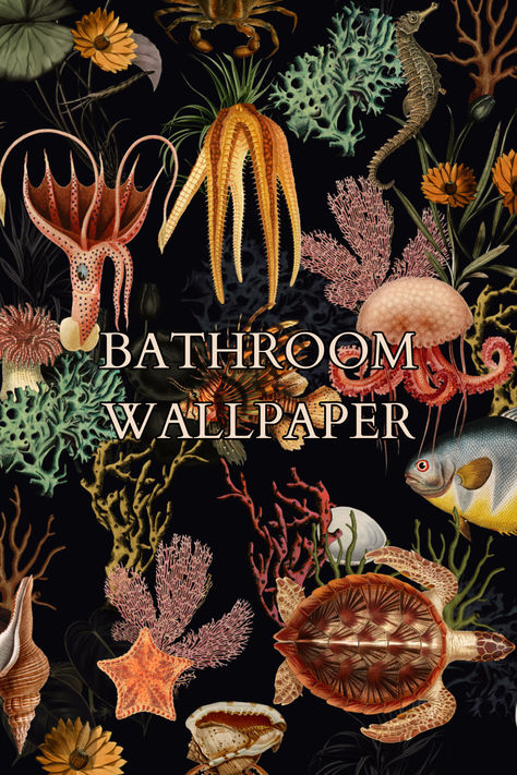 Elevate your bathroom decor with our beautiful and unique wallpapers. Our collection features an array of stunning designs, from serene Chinoiserie to bold and vibrant fish patterns, perfect for adding a touch of personality to your space.  Whether you prefer understated elegance or eye-catching statements, our selection of bathroom wallpapers offers something for every taste and style. Experience the beauty of bespoke design and give your bathroom the attention it deserves. Coolest Powder Room Wallpaper, Deep Sea Wallpaper Underwater, Botanical Bathroom Wallpaper, Cute Fish Wallpaper, Funky Wallpaper Bathroom, Undersea Wallpaper, Chinoiserie Wallpaper Bathroom, Bold Bathroom Wallpaper, Bathroom Wallpapers