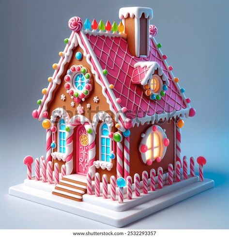 Alice Wonderland Style Gingerbread House Pink AI-generated image 2532293357 | Shutterstock Gingerbread House Rainbow, Professional Gingerbread House, Pink Gingerbread House Ideas, Candy Land Gingerbread House, Candyland Gingerbread House, Colorful Gingerbread House, Gingerbread House Pink, Candy Gingerbread House, Best Gingerbread House