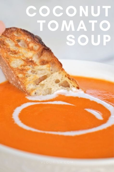 Tomato Soup With Coconut Cream, Coconut Milk Tomato Soup, Tomato And Coconut Milk Soup, Roasted Tomato Soup With Coconut Milk, Coconut Tomato Soup, Tomato Soup Coconut Milk, Tomato Soup With Coconut Milk, Tomato Coconut Soup, Uni Recipes