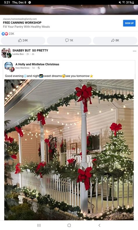 Porch Christmas Lights, Porch Garland, Christmas Party Decorations Diy, Xmas Decorations Outdoor, Christmas Entry, Winter Wonderland Decorations, Diy Christmas Garland, Christmas Yard Decorations, Christmas Themes Decorations