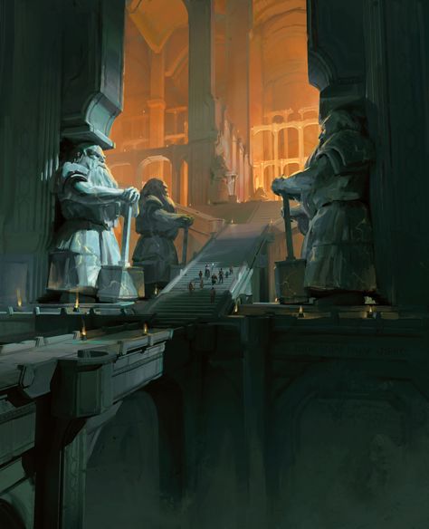 Underground Dwarven City Fantasy Art, Mtg Lotr Art, Lord Of The Rings Environment, Moria Lotr, Lotr Moria, Fantasy Mine, Dwarves Art, Dwarven Mine, City Fantasy Art