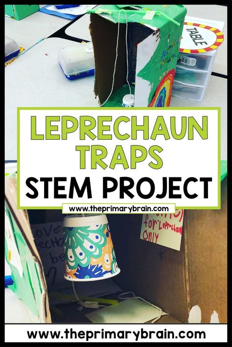 Leprechaun trap stem projects that are decorated by students are shown in the photo Pulley Simple Machine, March Stem, Such A Fun Age, Sensory Science, Types Of Education, Leprechaun Trap, Simple Machine, Challenges To Do, Month Of March