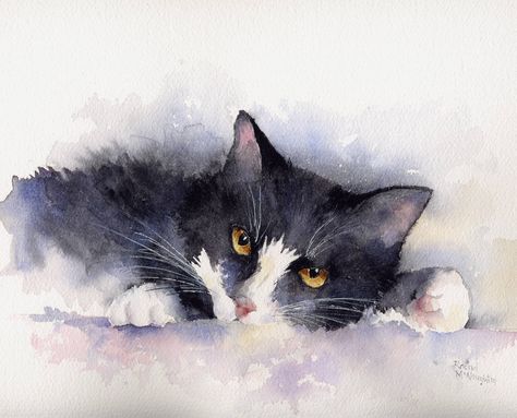 Tuxedo Cat Art, Cat Art Illustration, Image Chat, Advocate Art, Watercolor Cat, Tuxedo Cat, Cats Illustration, Cat Portraits, Cat Painting