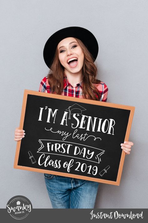 First Day of Senior Year Sign Printable First Day Sign Back | Etsy First Day Sign, First Day Of Senior Year, Masters Graduation Pictures, Senior Year Quotes, Senior Year Pictures, Masters Graduation, Back To School Sign, Senior Year Of High School, Graduation Portraits