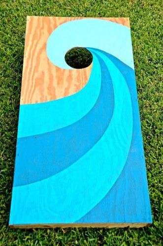 Beach Inspired Corn Hole Boards | Creative Corn Hole Boards To Inspire Your Next Backyard Game Night Cornhole Board Plans, Wedding Games For Kids, Bean Bag Boards, Diy Cornhole Boards, Cornhole Boards Designs, Corn Hole Diy, Cornhole Designs, Cork Projects, Custom Cornhole Boards