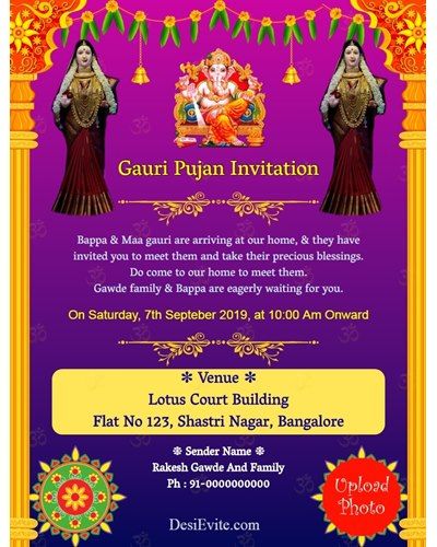 Satyanarayan Pooja, Gauri Ganpati, Ganpati Invitation Card, Invitation Message, Buddhist Wedding, Indian Invitation Cards, Indian Invitations, Bollywood Music Videos, Ganesh Photo