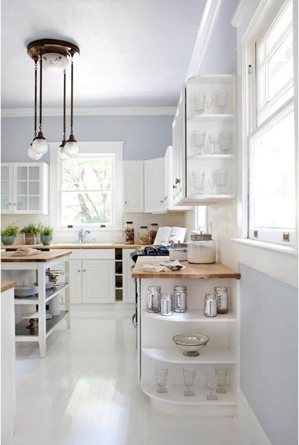 Shelf Spacing, Bright Kitchen Decor, Hgtv Kitchens, Beautiful White Kitchens, Rental Kitchen, Cabinet Shelf, Bright Kitchens, Kitchen Corner, Subway Tiles