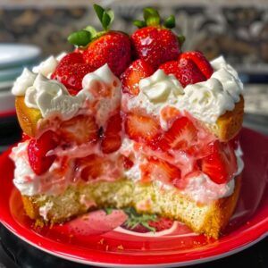 Strawberry Earthquake Cake Strawberry Earthquake Cake, No Bake Cherry Cheesecake, Earthquake Cake, Rich Cake, Fluff Desserts, Strawberry Cake Mix, Impressive Desserts, Leftover Cake, Cherry Cheesecake