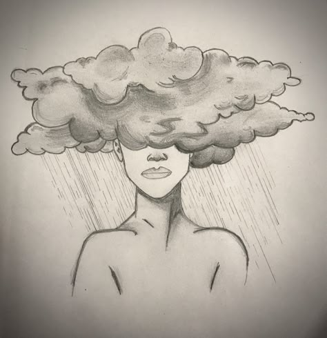 Dark Meaning Sketches, Dark Sketch Feelings Easy, Clouds Sketch Pencil, Simple But Meaningful Drawings, Metaphorical Drawings, Powerful Drawing Ideas, Drawing Ideas Emotions, Mental Health Draws Ideas Easy, Meaningful Drawing Sketches