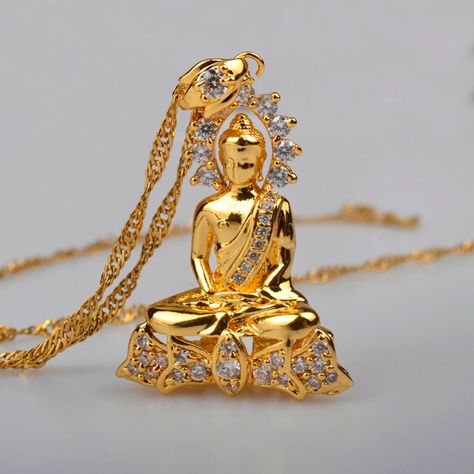 Anniyo Cambodian Style Garden Buddha Buddhism Pendant Necklaces With Cubic Zirconia Jewelry Thailand/Vietnam/Laos Gifts #048004-in Pendant Necklaces from Jewelry & Accessories on Aliexpress.com | Alibaba Group Laos Jewelry, Buddha Necklace Gold, Garden Buddha, Unique Bangle, Buddha Jewelry, Bridal Jewellery Design, Buddha Necklace, Expensive Jewelry Luxury, Buddha Image