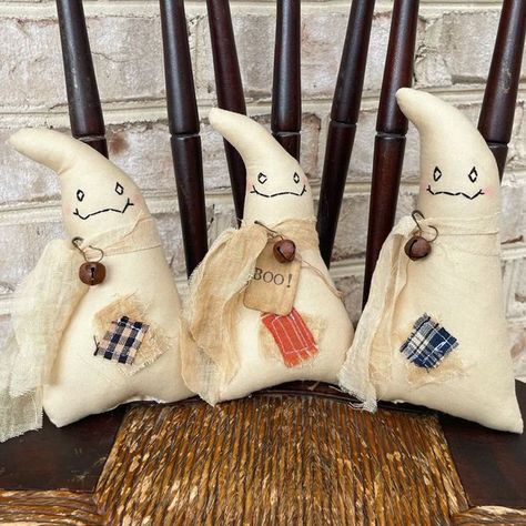 Primitive Ghost Cotton Bowl Filler Set of 3 | Farmhouse Bowl Fillers, Primitive Ghost, Halloween Bowl Fillers, Pumpkins Decor, Primitive Fall Decor, Primitive Autumn, Decorative Bowl Filler, Ghost Decor, Blue Harvest