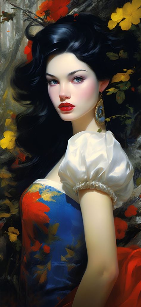 Realistic digital painting of Disney Princess Snow White, showcasing her purity and warmth in a lifelike style. Aesthetic Wallpaper Realistic, Forge Aesthetic, Snow White Wallpaper, Realistic Disney Princess, Wallpaper Snow, Charms Disney, Princess Painting, Dance Aesthetic, Princess Snow White