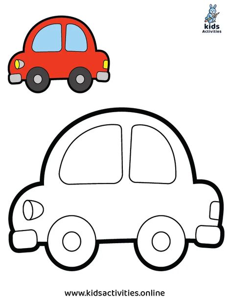 Transport Drawing For Kids, Easy Car Drawing For Kids, Easy Drawings Car, Toy Car Drawing, Easy Art Drawings For Kids, Car Drawings Easy, Car Simple Drawing, Car Cartoon Drawing, Car Easy Drawing