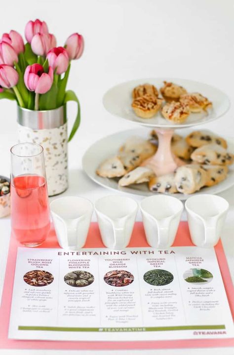 Turn a tea party into a tea tasting! Get 20 more tips and ideas for tea party entertaining, here. Tea Party Ideas For Adults, Tea Tasting Party, Ideas For Tea Party, Ideas For Tea, Iced Tea Cocktails, Tea Etiquette, Party Ideas For Adults, Tea Party Theme, Tea Cocktails