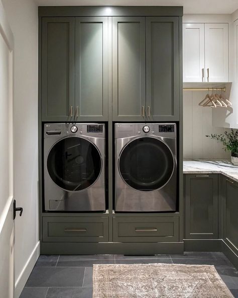 basement laundry room ideas sage green laundry room Laundry Mudroom, Pantry Laundry Room, Pantry Laundry, Basement Laundry Room, Dream Laundry Room, Basement Reno, Basement Laundry, Mudroom Laundry Room, Laundry Room Layouts