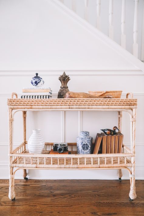 Bar Cart Entry Table, Bamboo Candle Holder, Bar Cart Ideas, Rattan Bar Cart, Best Online Furniture Stores, Diy Bar Cart, Rattan Bar, Kelly In The City, Cart Ideas