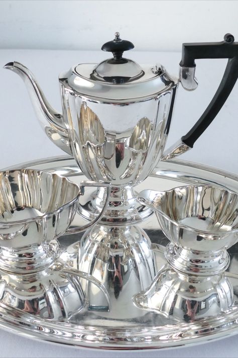 Silver Plated Tea Set, Tea Service, Sugar Bowl, Food Art, Tea Set, Coffee Tea, Silver Plate, Tea Pots, Silver Plated