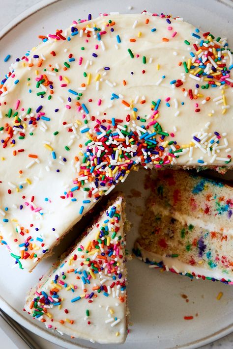 Sprinkle Cake Recipe, Birthday Cake With Sprinkles, Rainbow Sprinkle Cake, Coconut Shortbread, Chocolate Dump, Rainbow Sprinkle Cakes, Blackout Cake, Double Recipe, Cake With Sprinkles