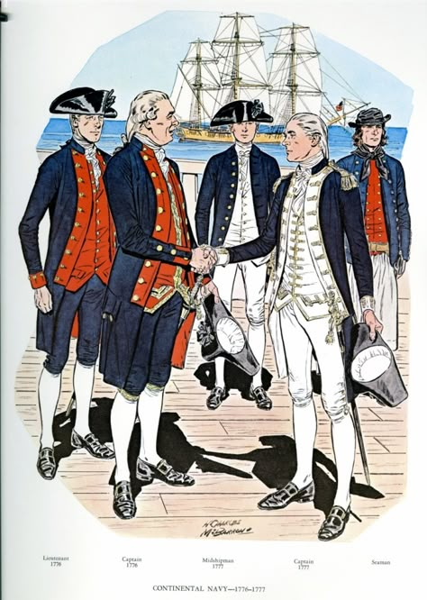 British Navy 18th Century, 18th Century Navy Uniform, Outset Island, Pirate Clothing, 18th Century Mens Fashion, Navy Uniform, Continental Army, Navy Uniforms, John Paul Jones