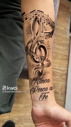 Tattoo Nota Musical, Music Sleeve Tattoo, Music Themed Tattoos, Sheet Music Tattoo, Music Lover Tattoo, Contemporary Tattoo, Music Tattoo Sleeves, Hard Tattoos, Music Notes Tattoo