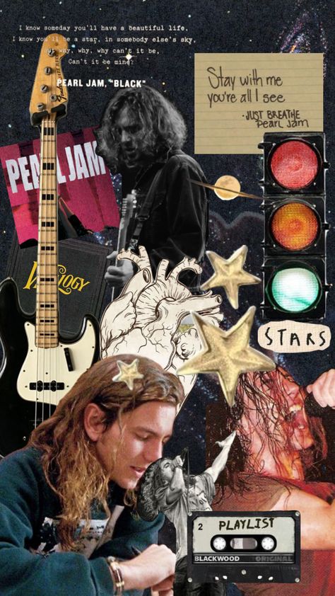 Jam Band Aesthetic, Grunge Collage Wallpaper, Pearl Jam Wallpaper, Pearl Jam Band, Jamming Aesthetic, Pearl Jam Art, Grunge Artist, Rock Collage, Band Banners