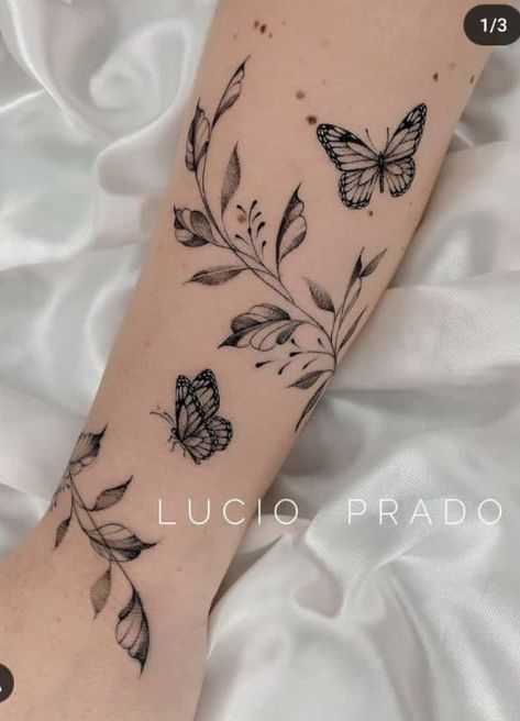 Vine With Butterflies Tattoo, Jesus Tattoo Design, Wrap Around Wrist Tattoos, Hand Tattoos For Girls, Cute Hand Tattoos, Bouquet Tattoo, Beautiful Flower Tattoos, Forearm Tattoo Women, Zodiac Tattoos