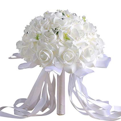 Bouquet Of Flowers Wedding, Artificial Flower Centerpieces, Wedding Party Bouquets, Artificial Wedding Bouquets, Crystal Bouquet, Wedding Bouquets Bride, Wedding Hands, Bridesmaid Pearls, Bouquet Bridal