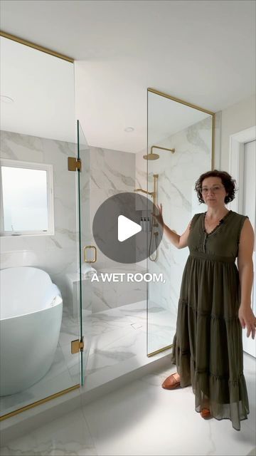 Caleb MacDonald on Instagram: "Wet room design for this principal ensuite🧖🛁

Because we were working with limited space, we decided to go with a wet room. This allowed us to still have a gorgeous shower space while maintaining a spot to enjoy a relaxing bath. 🫧

A custom vanity and linen cabinet provide extra storage to complete this principal suite!

#masterbath #masterbathroom #bathroomdesign #ensuitebathroom #ensuitedesign #newmarketontario #newmarketmoms #newmarketrealestate #kingcityrealestate #yorkregionrealestate #auroraontario #auroramoms #kingcityontario #kingcitymoms #yorkregion #yorkregionmoms #luxurybath #luxurybathroom #luxurybathrooms #gtabuilders #gtadesigner" Ensuite Shower Room Ideas Walk In, Bathroom Ideas Shower And Tub, Wet Room Ideas Small With Bath, Master Shower Design Ideas, Bathtubs In Showers, Wet Area Bathroom Layout, Wet Room Bathroom Design, Bathroom Remodel Wet Room, Master Closet In Bathroom