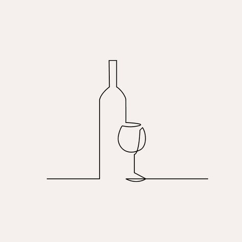 Wine Line Tattoo, Wine Bottle Line Drawing, Sommelier Tattoo, Wine Minimalist, Wine Line Art, Wine Tattoo, Wine Graphic, Cupid Tattoo, Yin Yang Tattoos