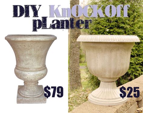 "I decided to knock off my favorite Tuscan-inspired urn using spray paint and white glaze." Stone Spray Paint, Fall Gardens, Living Rich, Window Boxes Diy, Stone Planter, Garden Cactus, Garden Frogs, Planter Project, Diy Concrete Planters