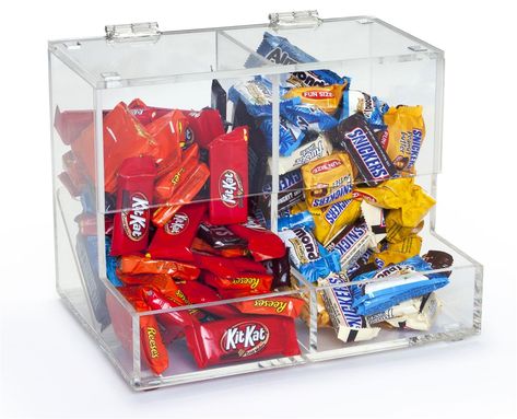 Acrylic Candy Bin for Tabletop Use, 2 Compartments - Clear Pool Bar Design, Acrylic Containers, Food Dispensers, Candy Storage, Retail Store Display, Candy Dispenser, Candy Holder, Plastic Bins, Store Fixtures