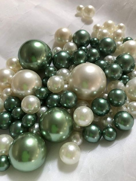 PRICES MAY VARY. No Hole Pearls 80pcs Mix Size Pearls, 35-10mm, 30-14mm, 10-18mm, 3-24mm, 2-30mm Great For Mason Jar Fillers, Wine Glass Fillers, Perfect For Special Events Decoration Scatter around centerpieces Sage Green and Ivory Vase Filler Pearls, Wedding & Events Decor, Floating Pearl Centerpiece, Table Confetti & Scatters. 80pcs mix assorted size pearls. Pearls do not have hole for a finesse look. Brush Holder Diy, Pearls Decor, Floating Centerpieces, Pearl Centerpiece, Green Centerpieces, Pearl Party, Event Centerpiece, Special Events Decor, Sage Green Wedding