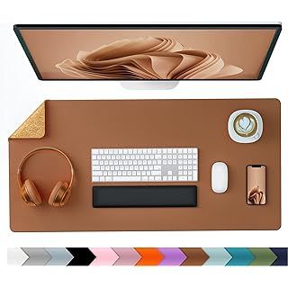 Amazon.com : LOLLIDO Natural Cork & Leather Dual Sided Desk Pad, 36" x 17" Waterproof PU Leather Desk Writing Mat, Large Mouse Pad Desk Protector(Cork+Brown) : Office Products Brown Office, Luxury Desk, Desk Cover, Brown Desk, Leather Desk Pad, Desk Protector, Leather Mouse, Desk Writing, Leather Mouse Pad